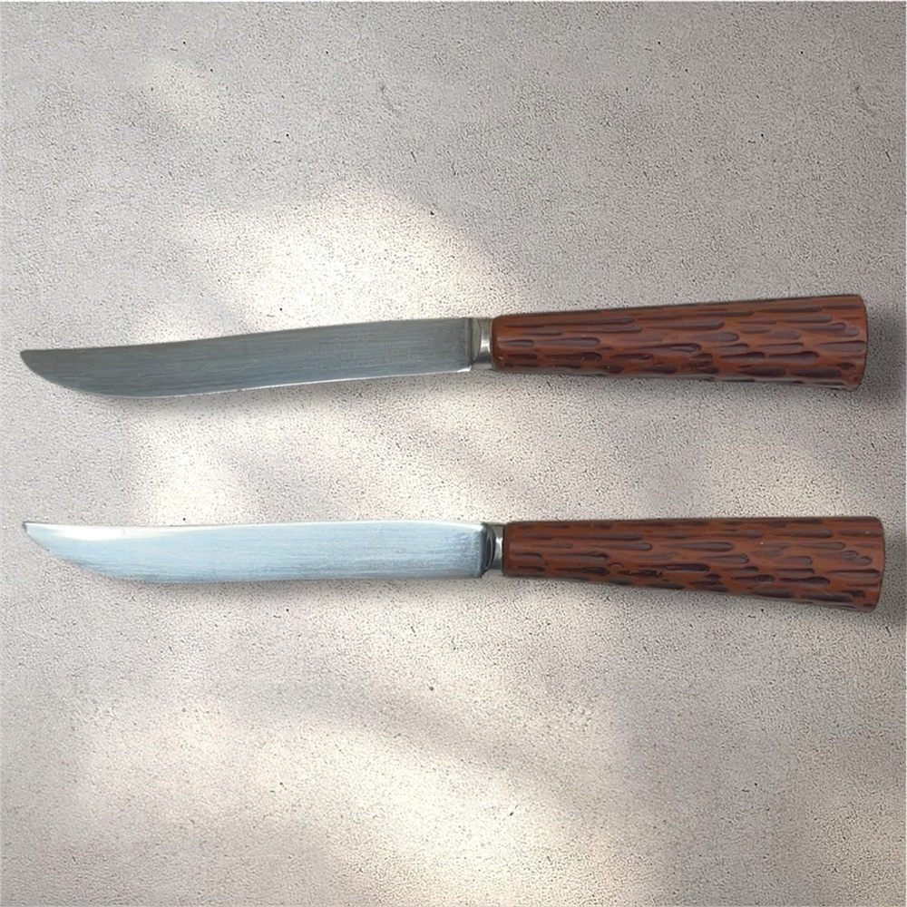 Vintage Westall Richardson Stainless Steel Horn Handle Knives Sheffield England